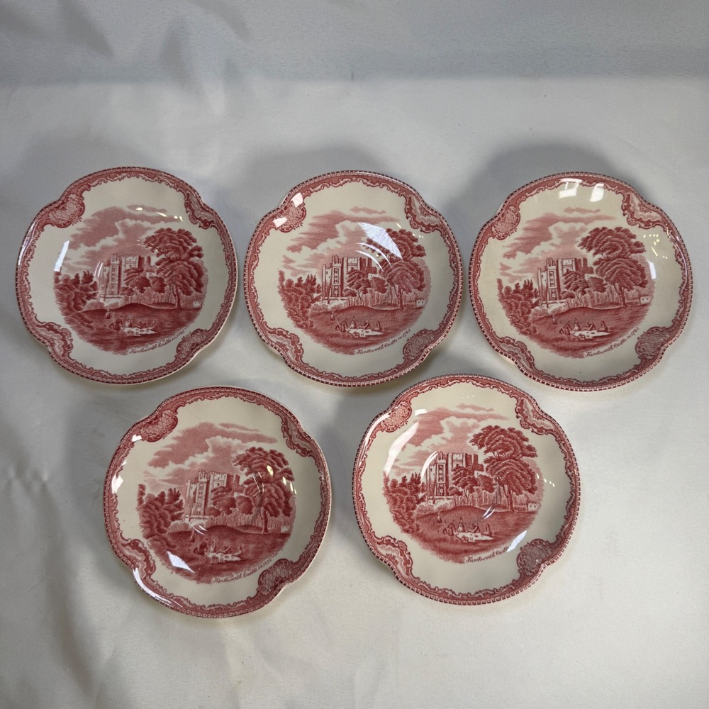 Johnson Brothers Old Britain Castles Pink Kenilworth Castle Saucers Set of 5
